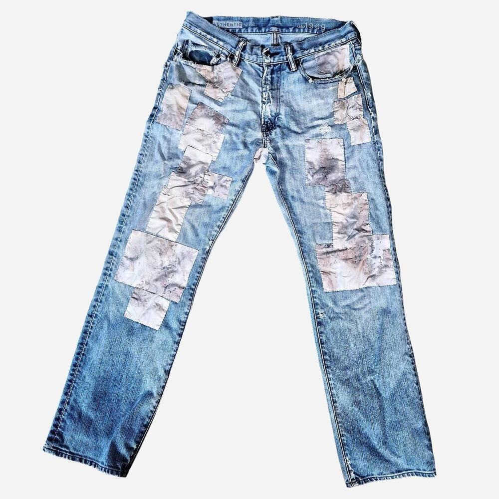 Reworked gap 1969 custom patchwork jeans